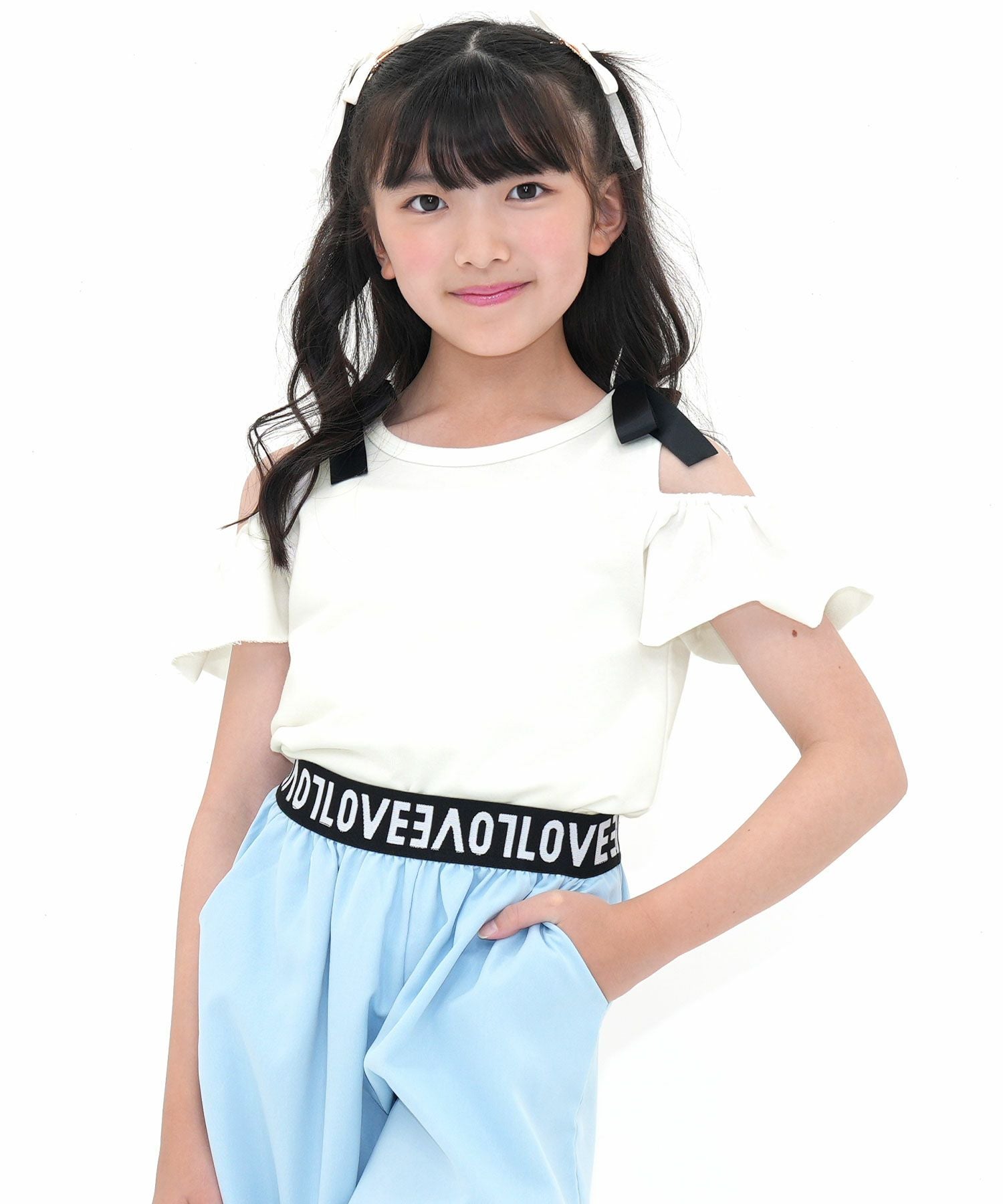 26年SS新色】オフショルダーリボントップス | 子供服Bee